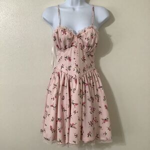 Pink Coquette Fairy Romantic Feminine Dainty Dollette Fairycore Mini Dress M